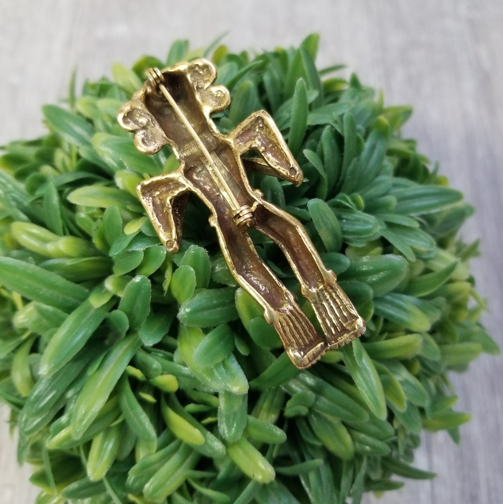 Vtg. Aztec Flute Playing Figural (Fertility)Brooch - Picture 3 of 7